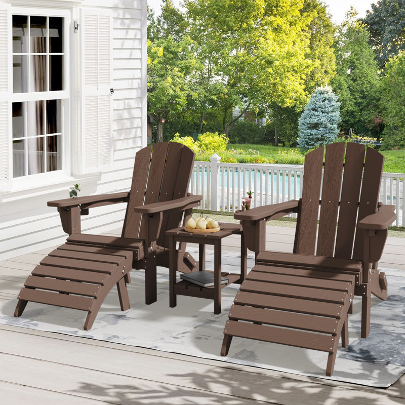 Serwall 5 Piece Plastic Adirondack Chair with Side Table and Ottomans Reviews Wayfair Canada